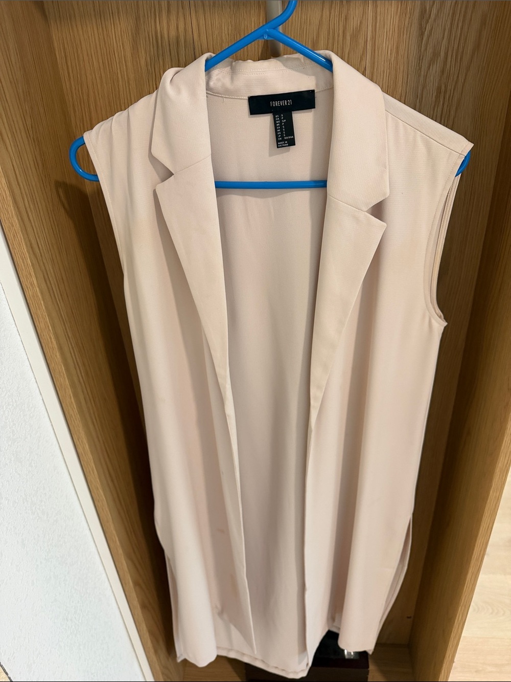 Sleeveless Longline Blazer Vest in Blush